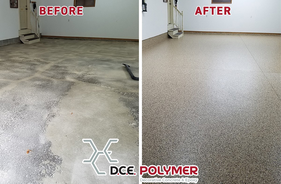 Read more about the article Before & After: Epoxy Chip Floor